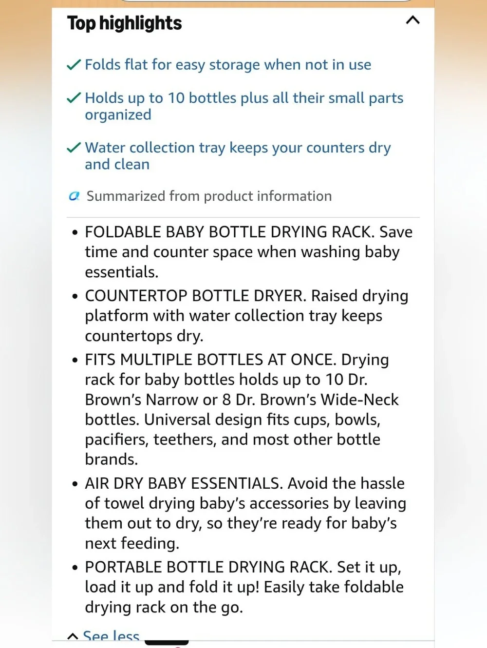 Dr. Brown's Blue & White Folding Drying Rack for Baby Bottles